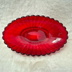 Imperial Glass Red Pillar Flute Pattern Oval
Glass Celery Bowl Dish